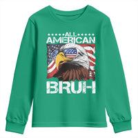 Funny All American Bruh Bald Eagle Youth Sweatshirt American Flag 4th Of July Patriotic - Wonder Print Shop