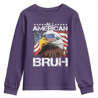 Funny All American Bruh Bald Eagle Youth Sweatshirt American Flag 4th Of July Patriotic - Wonder Print Shop