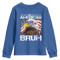 Funny All American Bruh Bald Eagle Youth Sweatshirt American Flag 4th Of July Patriotic - Wonder Print Shop