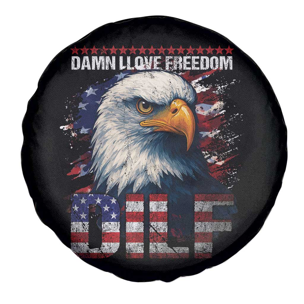 Funny 4th Of July DILF Damn I Love Freedom Spare Tire Cover Vintage Bald Eagle 4th Of July - Wonder Print Shop