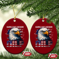 Funny 4th Of July DILF Damn I Love Freedom Ceramic Ornament Vintage Bald Eagle 4th Of July - Wonder Print Shop