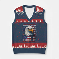 Funny 4th Of July DILF Damn I Love Freedom V-Neck Knit Sweater Vest Vintage Bald Eagle 4th Of July - Wonder Print Shop
