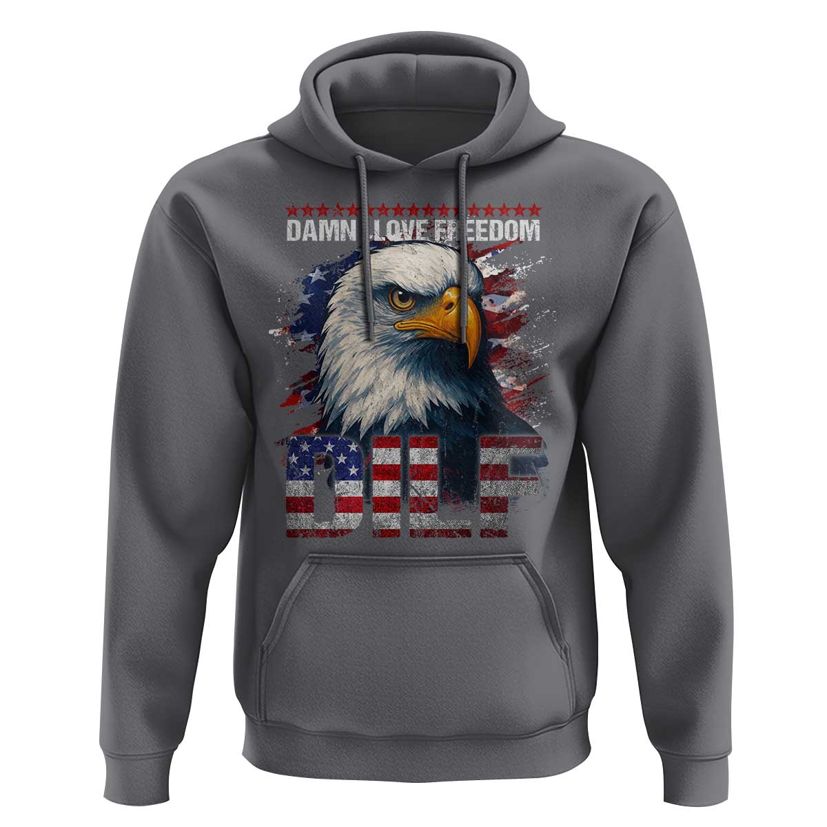 Funny 4th Of July DILF Damn I Love Freedom Hoodie Vintage Bald Eagle 4th Of July - Wonder Print Shop