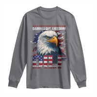 Funny 4th Of July DILF Damn I Love Freedom Long Sleeve Shirt Vintage Bald Eagle 4th Of July - Wonder Print Shop