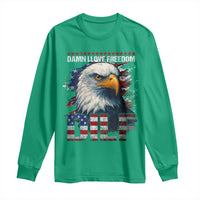 Funny 4th Of July DILF Damn I Love Freedom Long Sleeve Shirt Vintage Bald Eagle 4th Of July - Wonder Print Shop