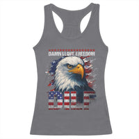 Funny 4th Of July DILF Damn I Love Freedom Racerback Tank Top Vintage Bald Eagle 4th Of July - Wonder Print Shop