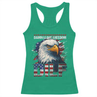 Funny 4th Of July DILF Damn I Love Freedom Racerback Tank Top Vintage Bald Eagle 4th Of July - Wonder Print Shop