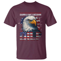 Funny 4th Of July DILF Damn I Love Freedom T Shirt Vintage Bald Eagle 4th Of July - Wonder Print Shop