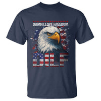 Funny 4th Of July DILF Damn I Love Freedom T Shirt Vintage Bald Eagle 4th Of July - Wonder Print Shop