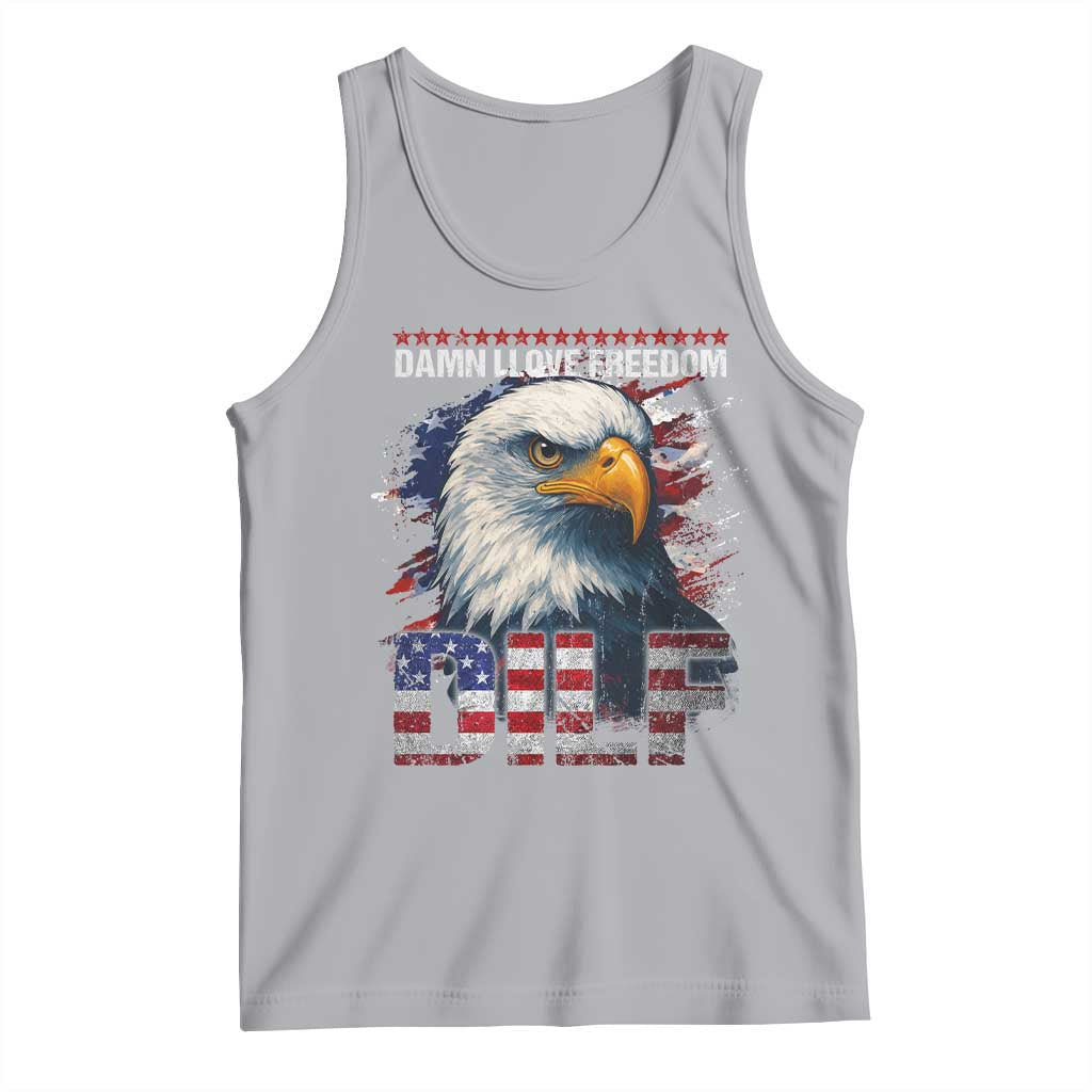 Funny 4th Of July DILF Damn I Love Freedom Tank Top Vintage Bald Eagle 4th Of July - Wonder Print Shop