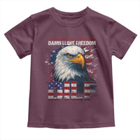 Funny 4th Of July DILF Damn I Love Freedom Toddler T Shirt Vintage Bald Eagle 4th Of July - Wonder Print Shop