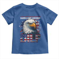 Funny 4th Of July DILF Damn I Love Freedom Toddler T Shirt Vintage Bald Eagle 4th Of July - Wonder Print Shop