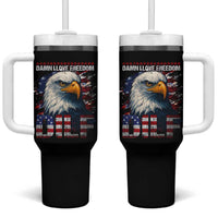 Funny 4th Of July DILF Damn I Love Freedom Tumbler With Handle Vintage Bald Eagle 4th Of July - Wonder Print Shop