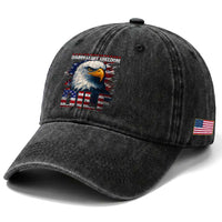 Funny 4th Of July DILF Damn I Love Freedom Washed Cotton Baseball Cap Vintage Bald Eagle 4th Of July