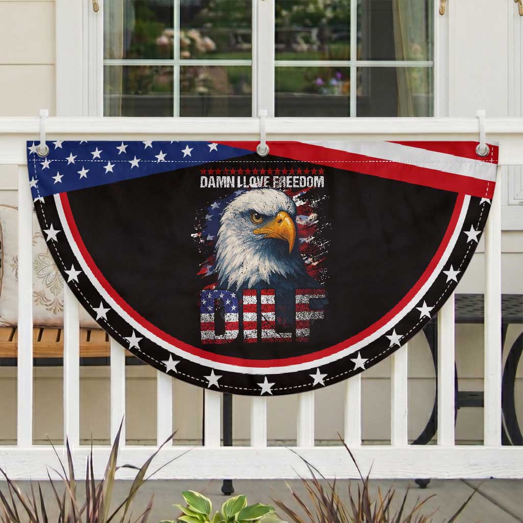 Funny 4th Of July DILF Damn I Love Freedom Patriotic Fan Flag Vintage Bald Eagle 4th Of July