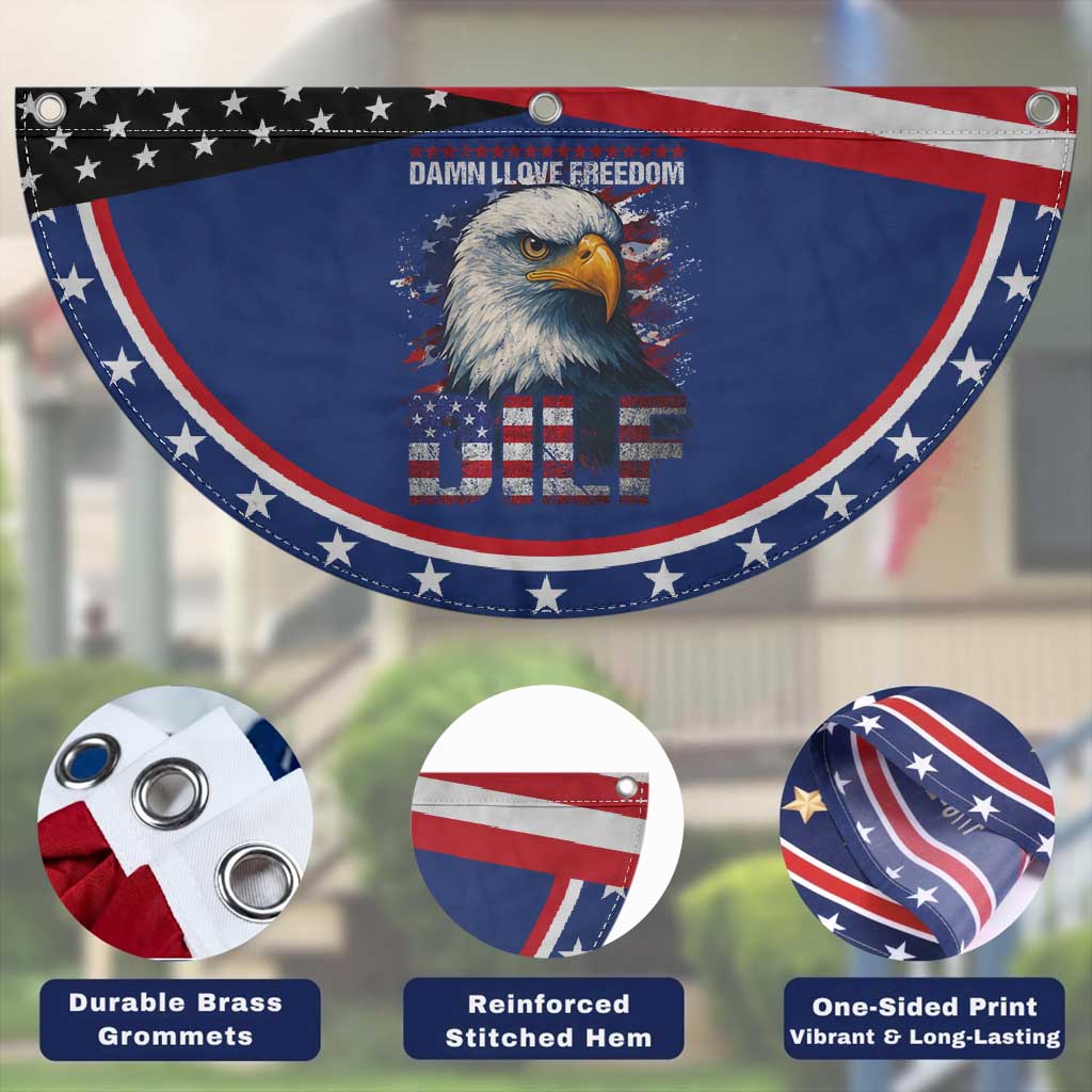 Funny 4th Of July DILF Damn I Love Freedom Patriotic Fan Flag Vintage Bald Eagle 4th Of July