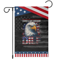 Funny 4th Of July DILF Damn I Love Freedom Garden Flag Vintage Bald Eagle 4th Of July