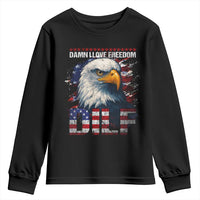 Funny 4th Of July DILF Damn I Love Freedom Youth Sweatshirt Vintage Bald Eagle 4th Of July - Wonder Print Shop