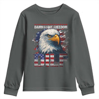 Funny 4th Of July DILF Damn I Love Freedom Youth Sweatshirt Vintage Bald Eagle 4th Of July - Wonder Print Shop