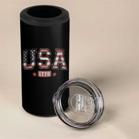 Funny USA 1776 Patriotic 4th of July American Flag 4 in 1 Can Cooler Tumbler - Wonder Print Shop