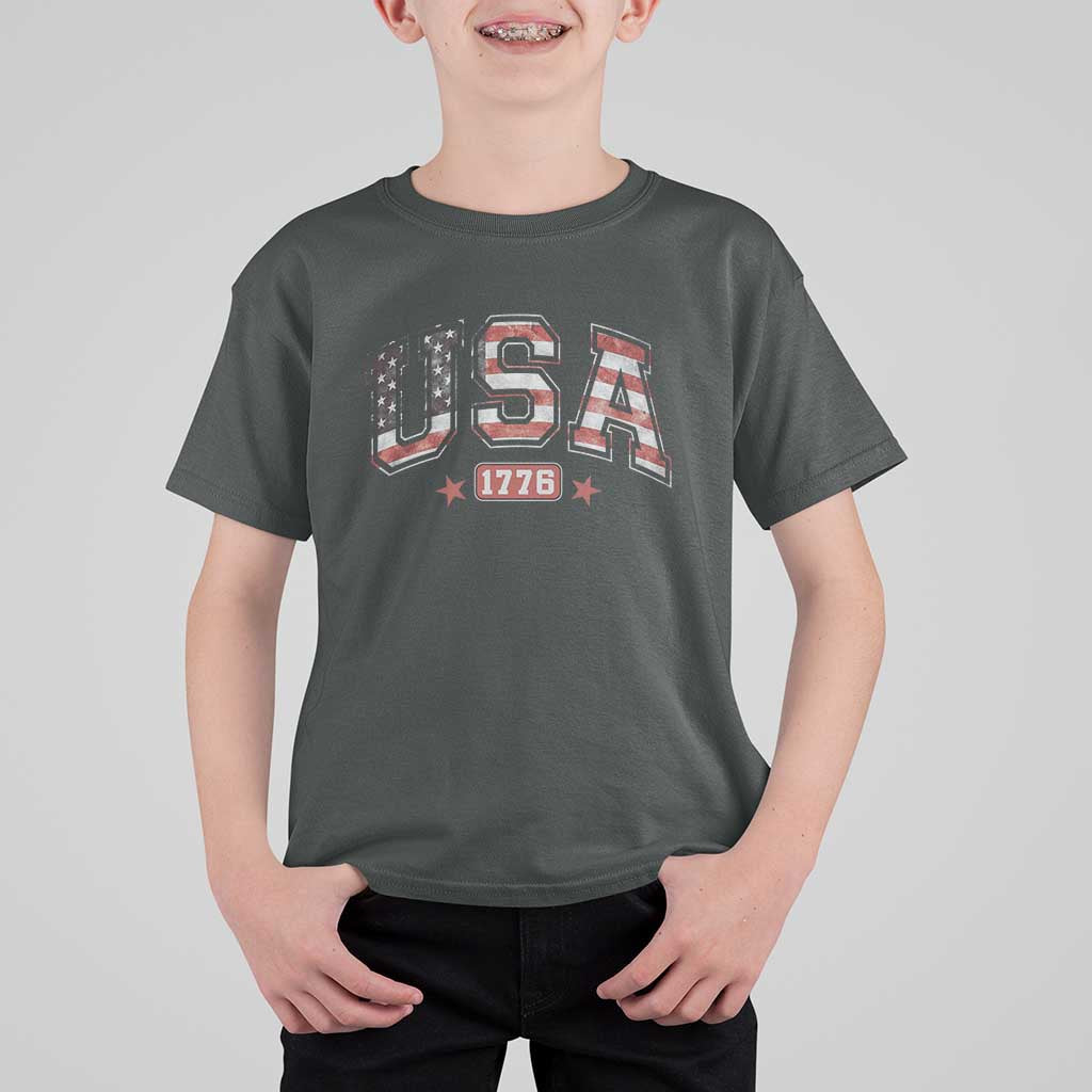 Funny USA 1776 Patriotic 4th of July American Flag T Shirt For Kid - Wonder Print Shop