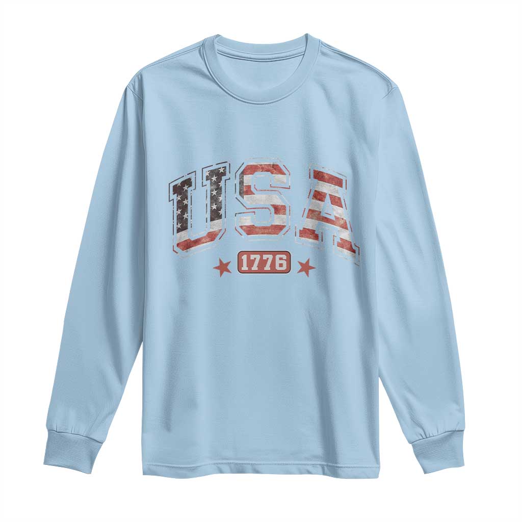 Funny USA 1776 Patriotic 4th of July American Flag Long Sleeve Shirt - Wonder Print Shop