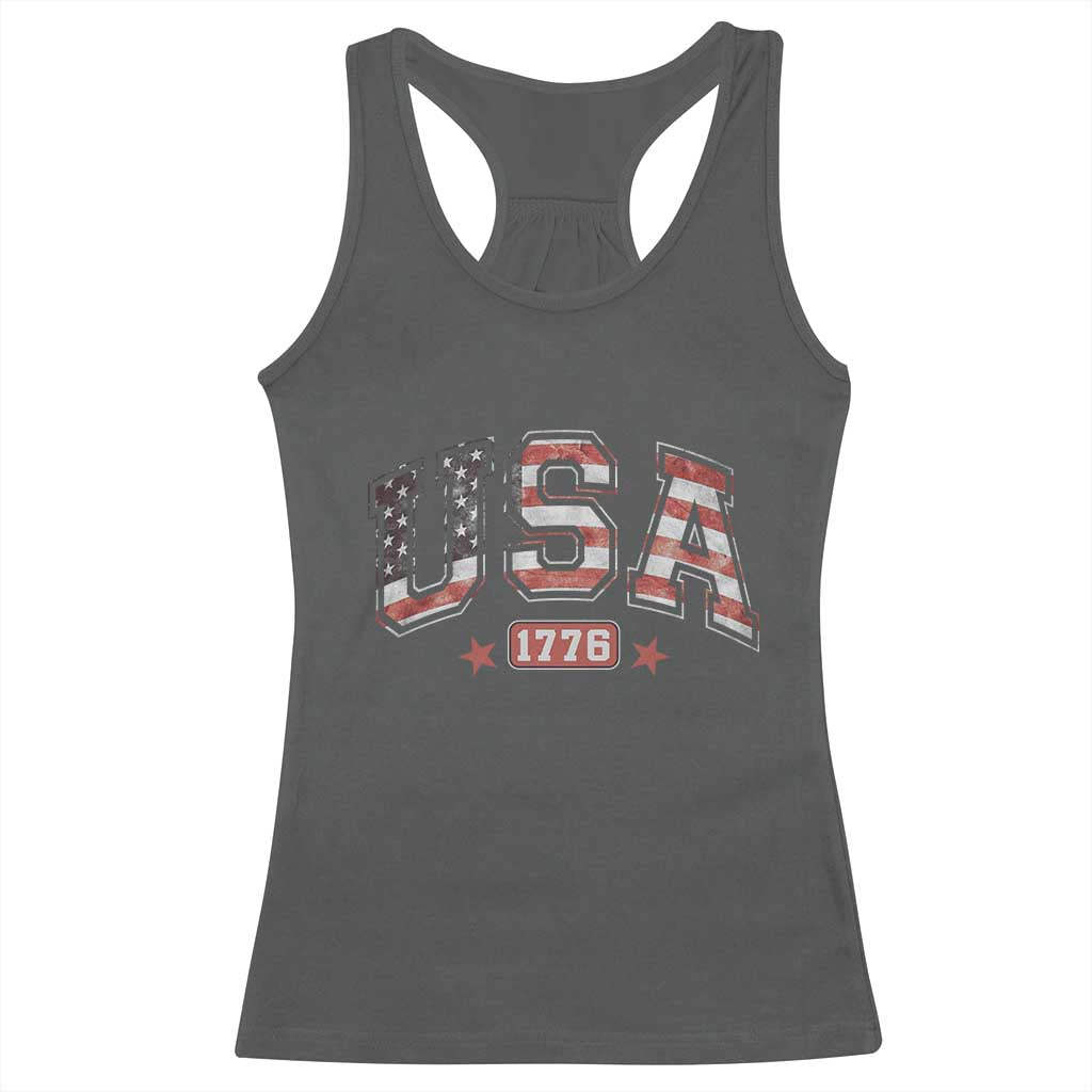 Funny USA 1776 Patriotic 4th of July American Flag Racerback Tank Top - Wonder Print Shop
