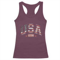 Funny USA 1776 Patriotic 4th of July American Flag Racerback Tank Top - Wonder Print Shop