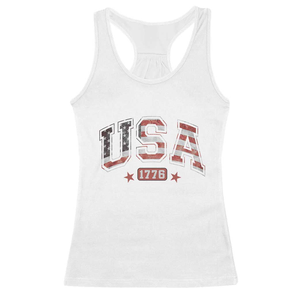 Funny USA 1776 Patriotic 4th of July American Flag Racerback Tank Top - Wonder Print Shop