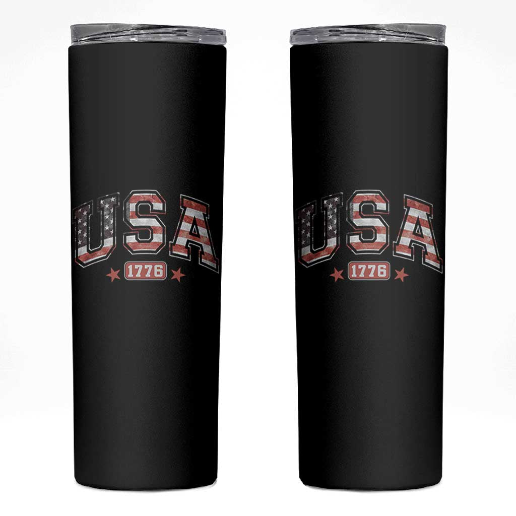 Funny USA 1776 Patriotic 4th of July American Flag Skinny Tumbler - Wonder Print Shop