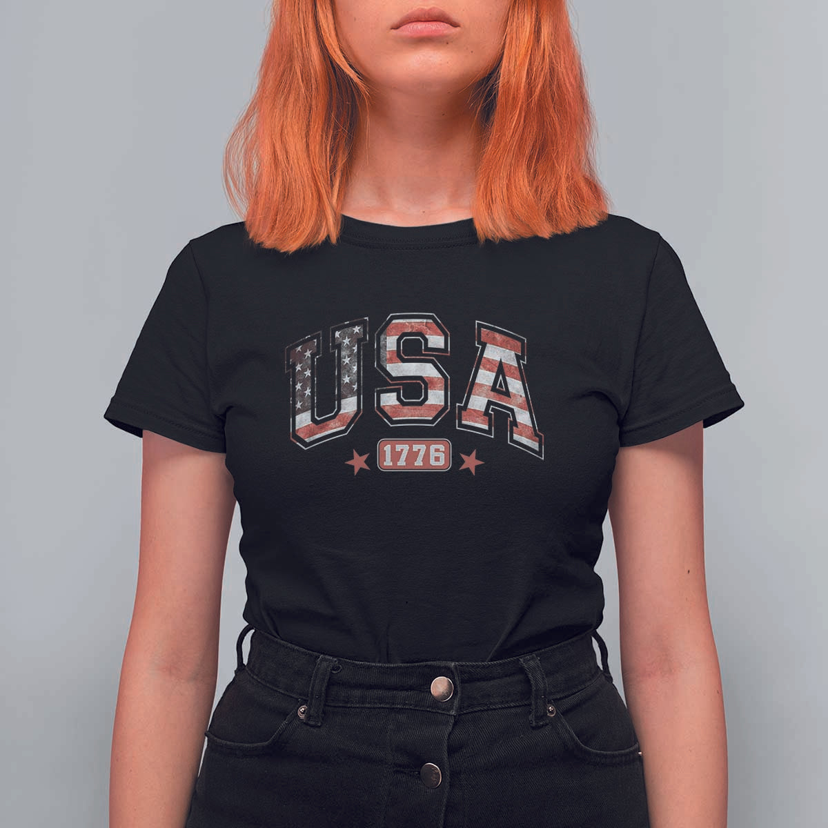 Funny USA 1776 Patriotic 4th of July American Flag T Shirt For Women - Wonder Print Shop
