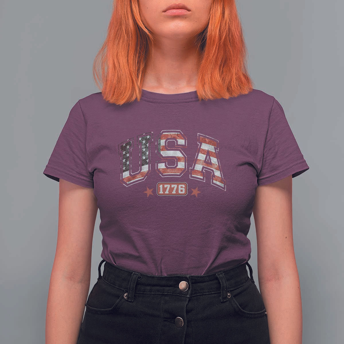 Funny USA 1776 Patriotic 4th of July American Flag T Shirt For Women - Wonder Print Shop