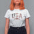 Funny USA 1776 Patriotic 4th of July American Flag T Shirt For Women - Wonder Print Shop
