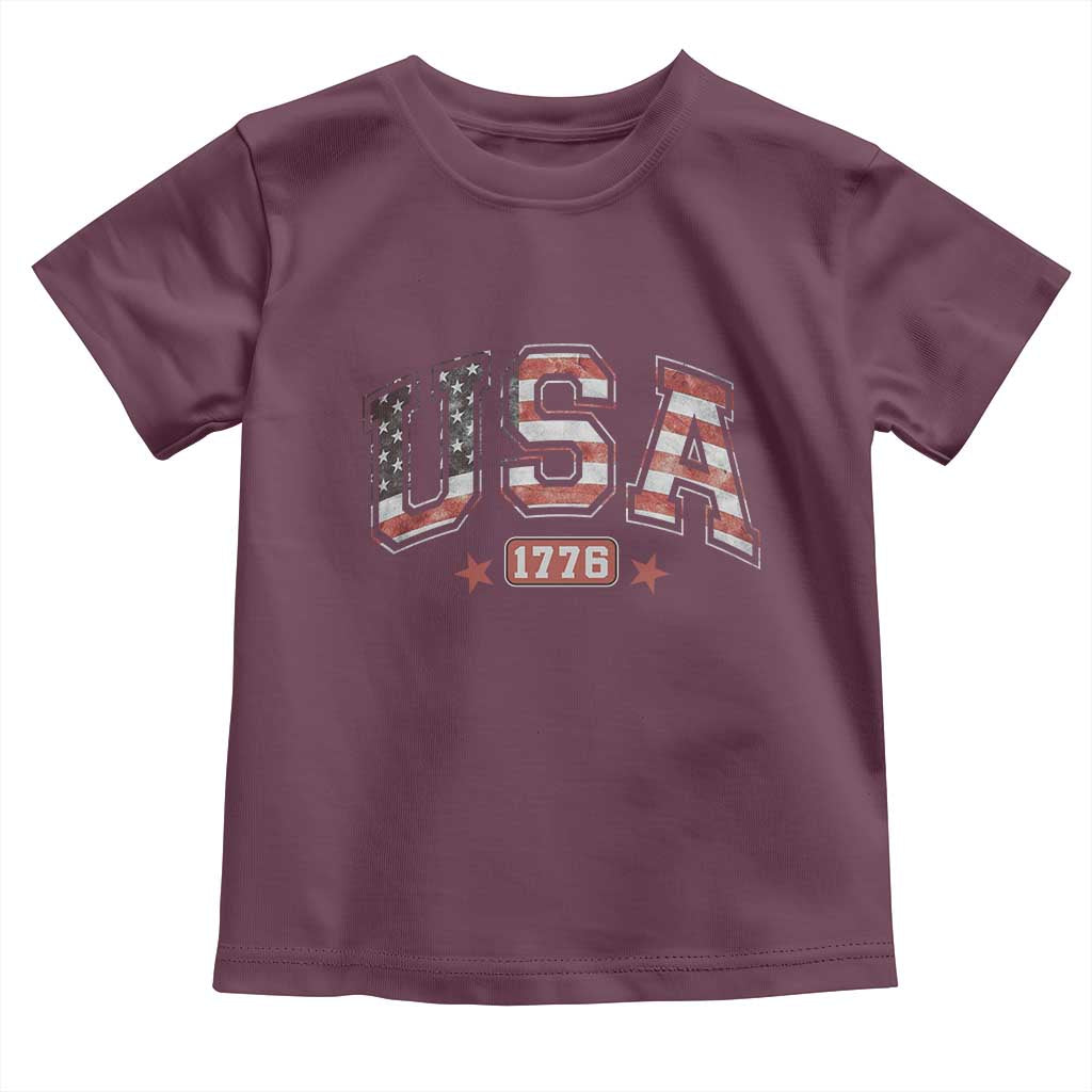 Funny USA 1776 Patriotic 4th of July American Flag Toddler T Shirt - Wonder Print Shop