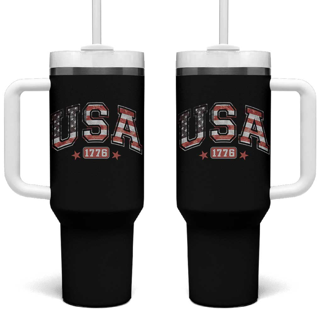 Funny USA 1776 Patriotic 4th of July American Flag Tumbler With Handle - Wonder Print Shop