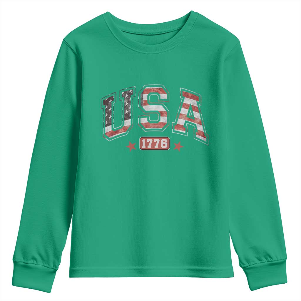 Funny USA 1776 Patriotic 4th of July American Flag Youth Sweatshirt - Wonder Print Shop