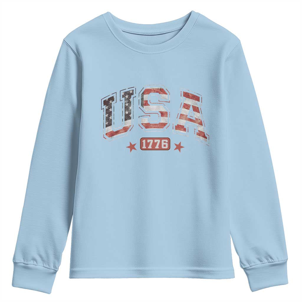 Funny USA 1776 Patriotic 4th of July American Flag Youth Sweatshirt - Wonder Print Shop