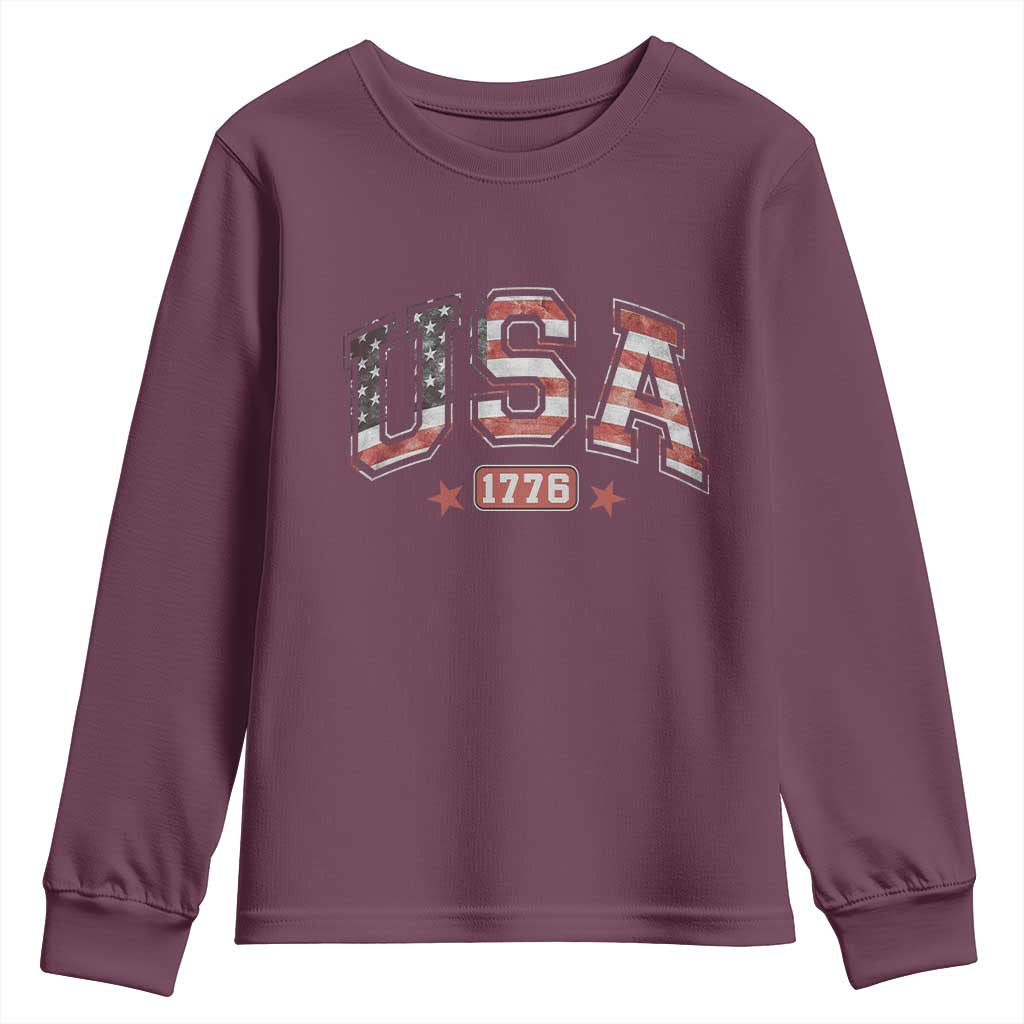 Funny USA 1776 Patriotic 4th of July American Flag Youth Sweatshirt - Wonder Print Shop