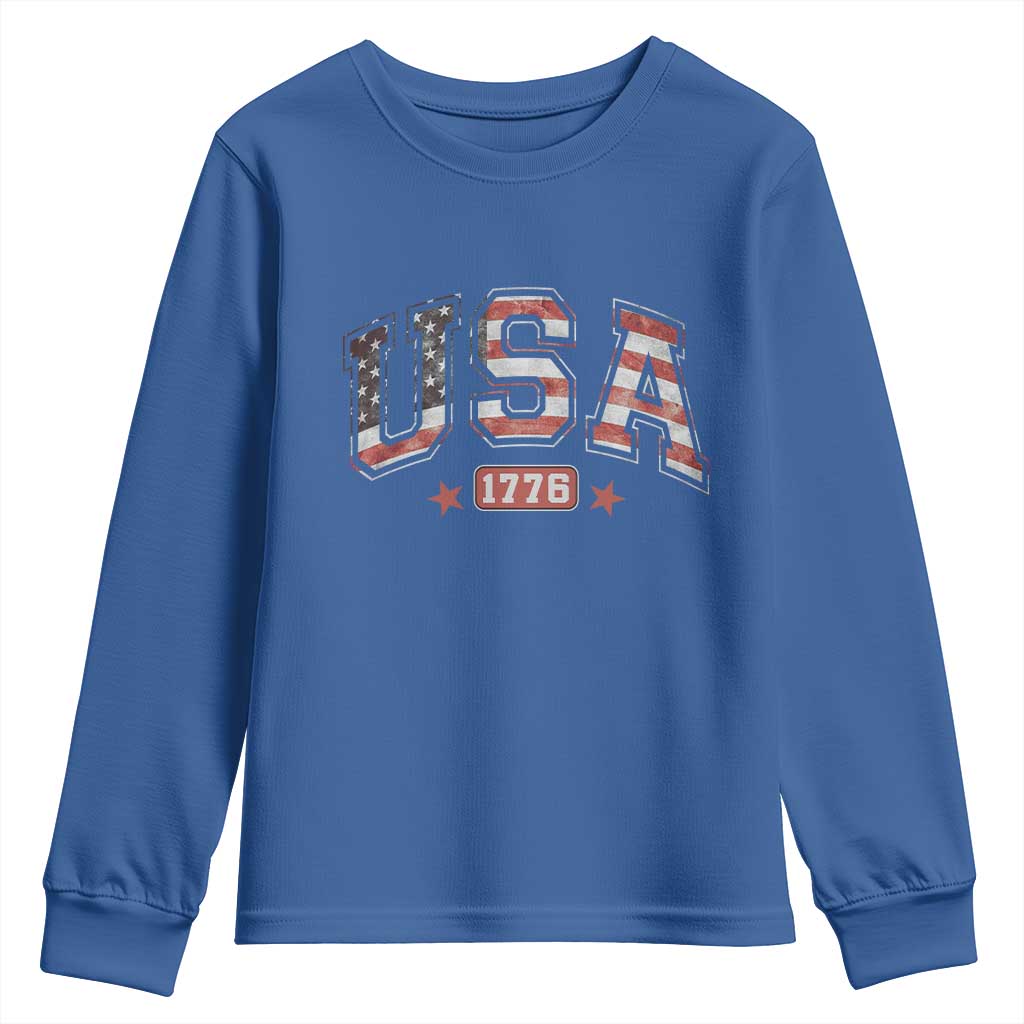 Funny USA 1776 Patriotic 4th of July American Flag Youth Sweatshirt - Wonder Print Shop