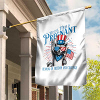 Funny Festive Feral and Pregnant Garden Flag Running On Freedom And Cravings 4th of July Maternity Raccoon - Wonder Print Shop