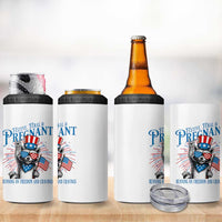 Funny Festive Feral and Pregnant 4 in 1 Can Cooler Tumbler Running On Freedom And Cravings 4th of July Maternity Raccoon - Wonder Print Shop