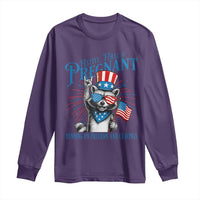Funny Festive Feral and Pregnant Long Sleeve Shirt Running On Freedom And Cravings 4th of July Maternity Raccoon - Wonder Print Shop