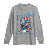 Funny Festive Feral and Pregnant Long Sleeve Shirt Running On Freedom And Cravings 4th of July Maternity Raccoon - Wonder Print Shop