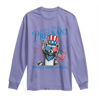 Funny Festive Feral and Pregnant Long Sleeve Shirt Running On Freedom And Cravings 4th of July Maternity Raccoon - Wonder Print Shop