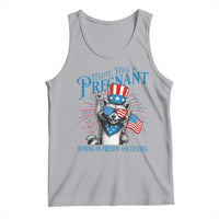 Funny Festive Feral and Pregnant Tank Top Running On Freedom And Cravings 4th of July Maternity Raccoon - Wonder Print Shop