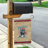 Funny Festive Feral and Pregnant Garden Flag Running On Freedom And Cravings 4th of July Maternity Raccoon