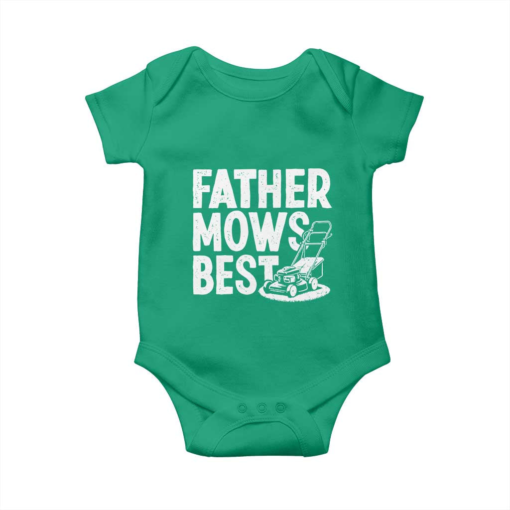 Funny Father Mows Best Baby Onesie Fathers Day Dad Jokes Lawn Mowing