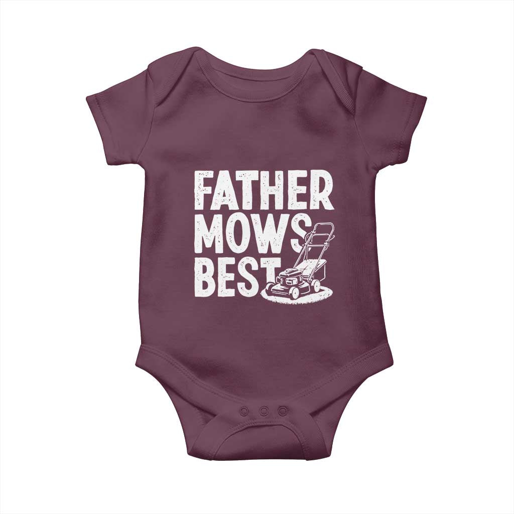 Funny Father Mows Best Baby Onesie Fathers Day Dad Jokes Lawn Mowing