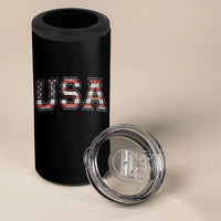 Funny USA Patriotic 4th of July American Flag 4 in 1 Can Cooler Tumbler - Wonder Print Shop