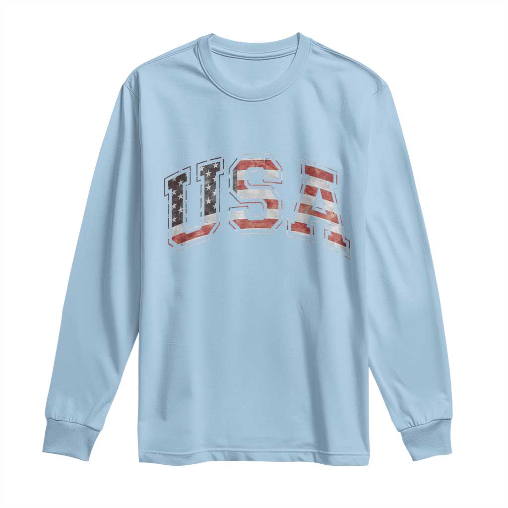 Funny USA Patriotic 4th of July American Flag Long Sleeve Shirt - Wonder Print Shop